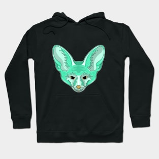 cute cyan bat eared fox face cartoon Hoodie
